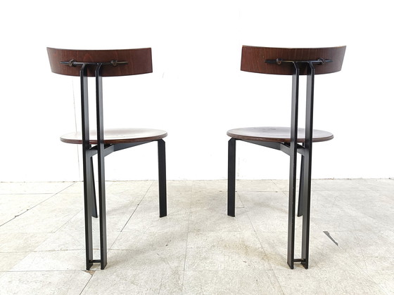 Image 1 of 2x Harvink Martin Haksteen 1980s Post modern Zeta dining chairs