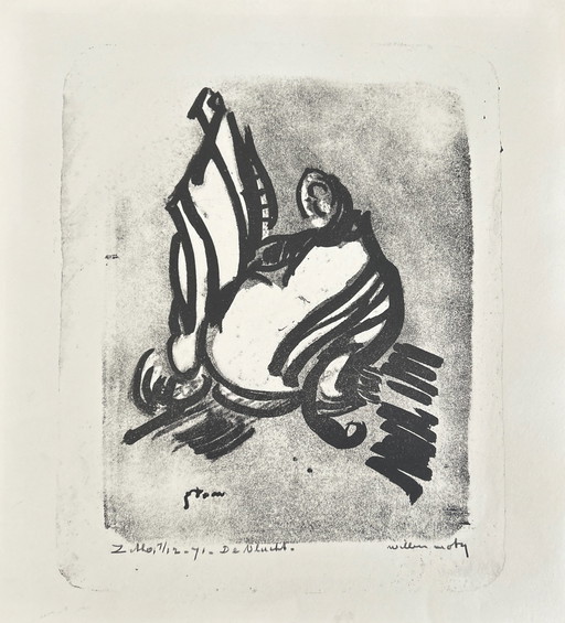 Lithography Wim Motz - The Flight