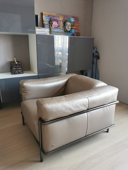 Poltrona in pelle Natuzzi Frank colore platino