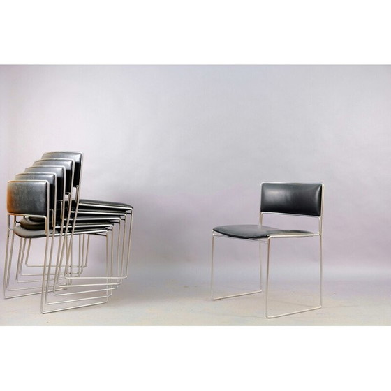 Image 1 of Set of 6 leather and metal dining chairs by Preben Fabricius and Jørgen Kastholm for Kill International, Germany