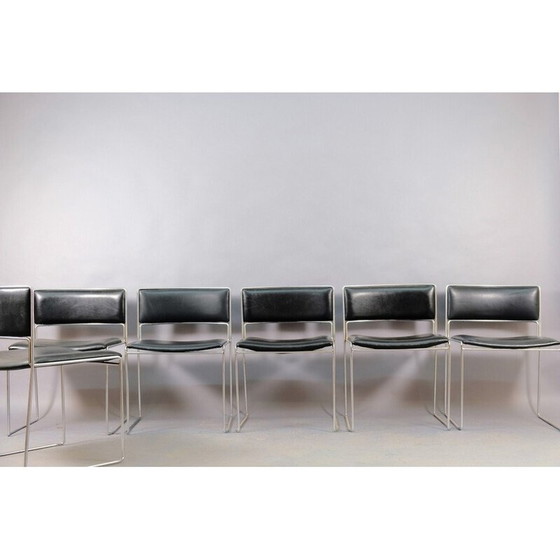 Image 1 of Set of 6 leather and metal dining chairs by Preben Fabricius and Jørgen Kastholm for Kill International, Germany