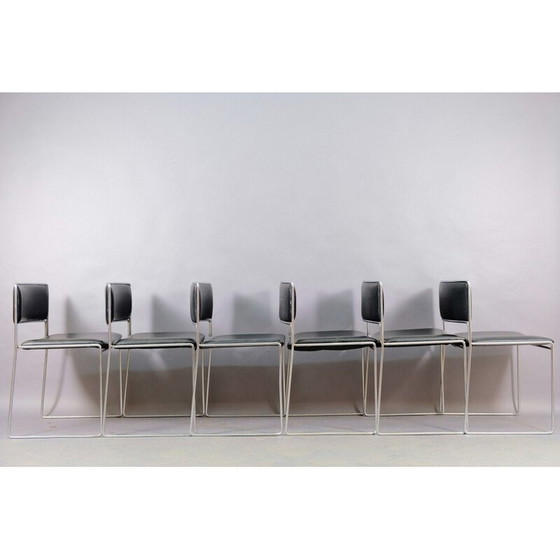 Image 1 of Set of 6 leather and metal dining chairs by Preben Fabricius and Jørgen Kastholm for Kill International, Germany