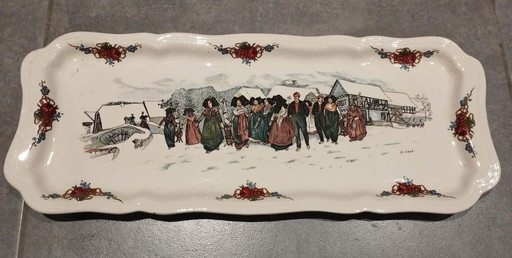 Digoin Sarreguemines - Art De La Table - Antique, Vintage Tableware - Plat À Cake En Faïence Décor Obernai - Faïenceries Sarreg