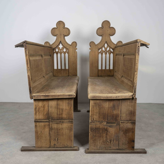 Image 1 of 2x Gothic Church Pews