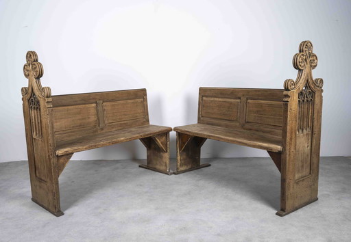 2x Gothic Church Pews