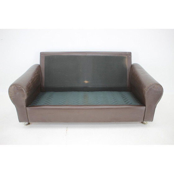 Image 1 of Vintage Danish brown leather 2 seater sofa, 1970s