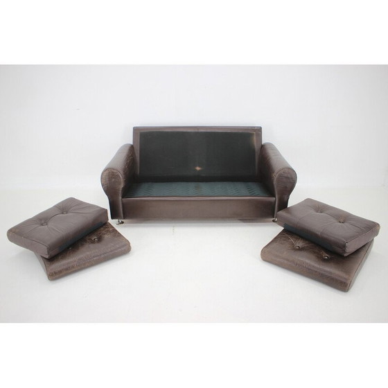 Image 1 of Vintage Danish brown leather 2 seater sofa, 1970s