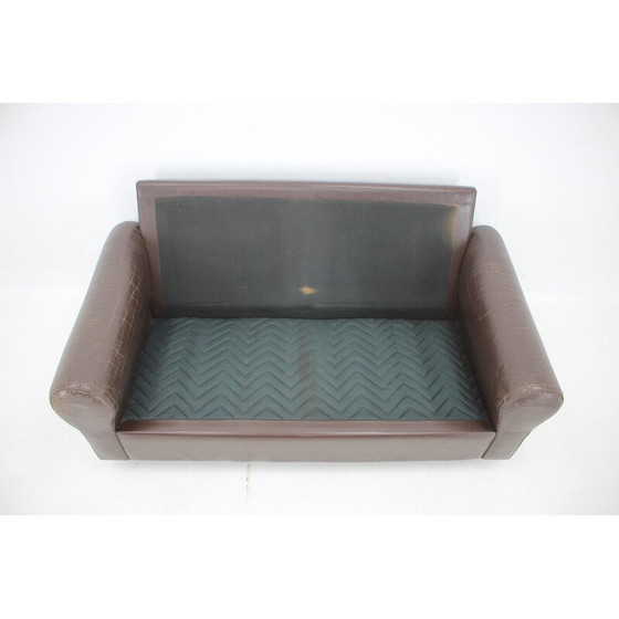 Image 1 of Vintage Danish brown leather 2 seater sofa, 1970s