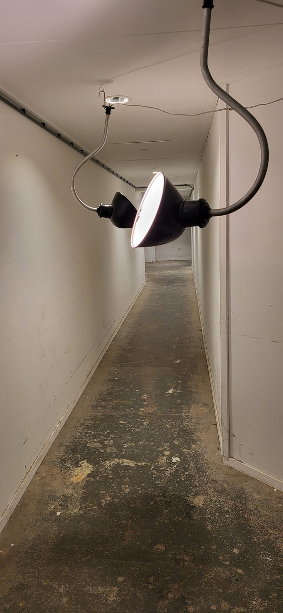 Image 1 of 2 lámparas de pared industriales de cuello de cisne Barton England