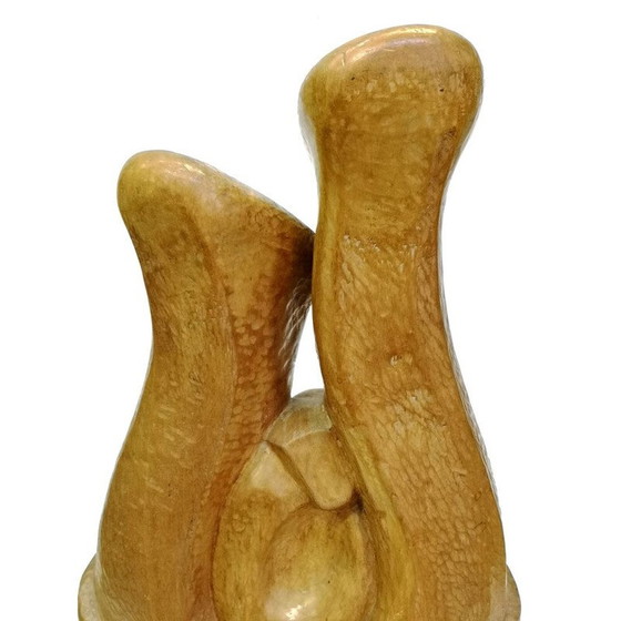 Image 1 of Vintage abstract hand-carved wood sculpture by Feldman, 1970