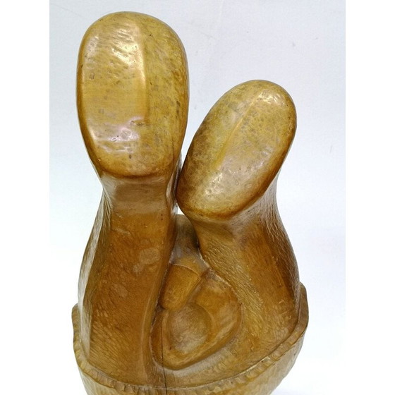 Image 1 of Vintage abstract hand-carved wood sculpture by Feldman, 1970