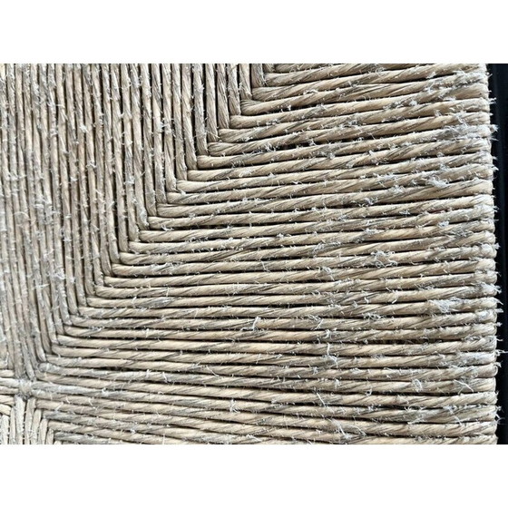 Image 1 of Set di 4 sedie vintage in legno laccato nero e corda, Italia 1970