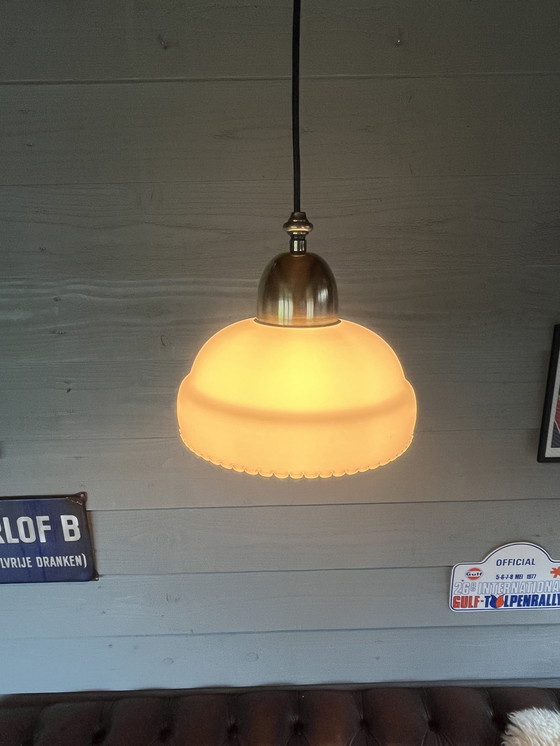 Image 1 of Lampada a sospensione vintage in vetro di latte 