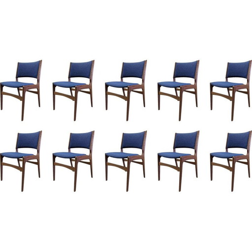 Set of 10 vintage teak dining chairs by Erik Buch