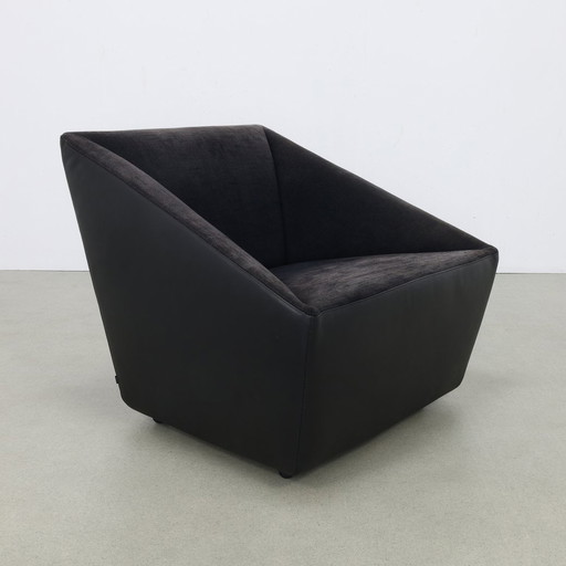 Postmodern Design Armchair On Wheels Leather Cor