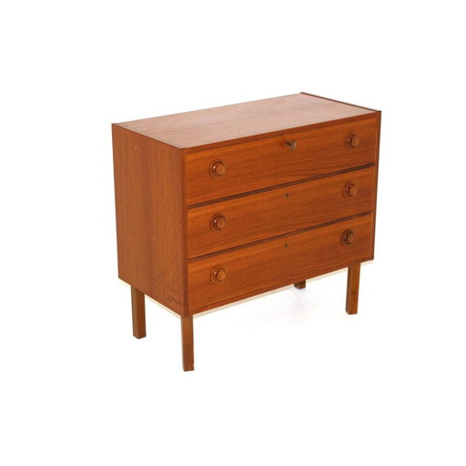 Cassettiera scandinava in teak di metà secolo, Danimarca 1960