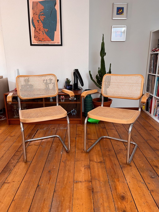 Set Of Two Vintage Marcel Breuer Style Chairs