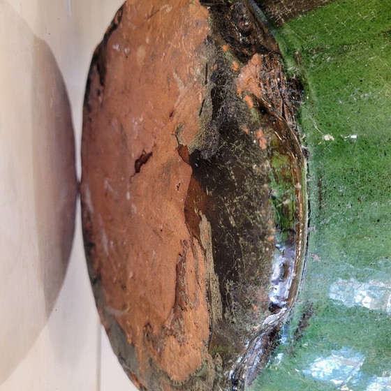 Image 1 of Vintage green enameled ceramic jug for Biot, France