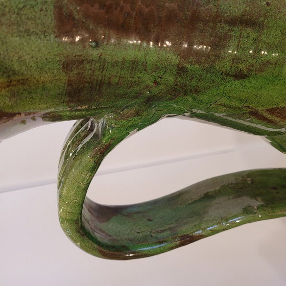 Image 1 of Vintage green enameled ceramic jug for Biot, France