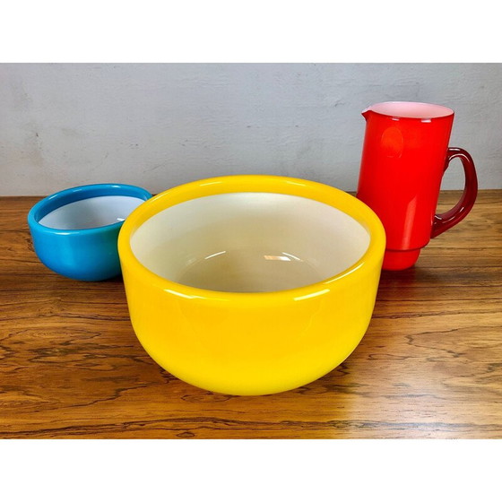 Image 1 of Set of vintage glass pitcher and bowls by Michael Bang for Holmegaard, 1970s