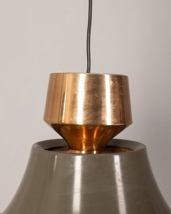 Image 1 of Vintage Italian Pendant in Glazed Metal, 1970s