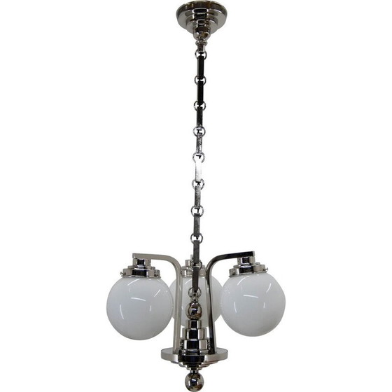 Image 1 of Lampadario vintage art déco a 3 fiamme, 1920