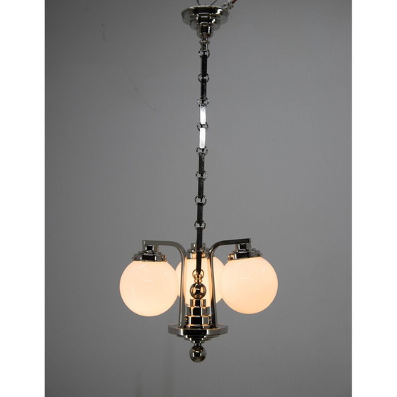 Image 1 of Lampadario vintage art déco a 3 fiamme, 1920