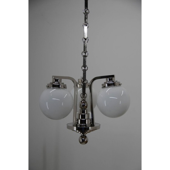 Image 1 of Lampadario vintage art déco a 3 fiamme, 1920