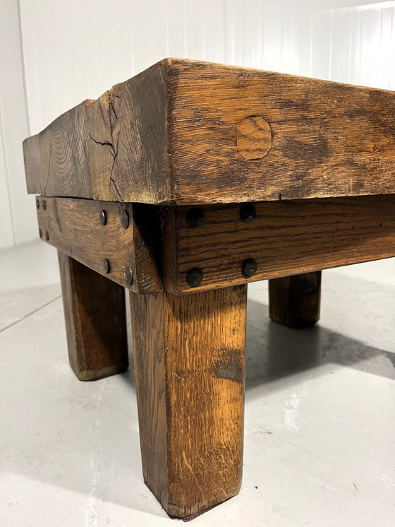 Image 1 of Rustic Robust Brutalist Coffee Table Solid Oak 1960'S