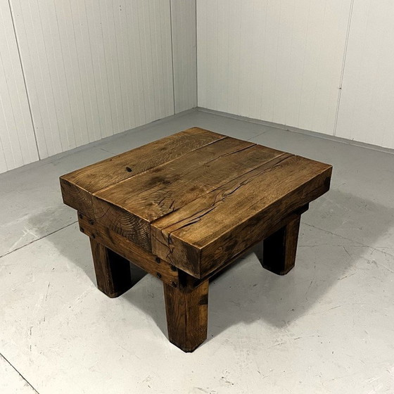 Image 1 of Rustic Robust Brutalist Coffee Table Solid Oak 1960'S