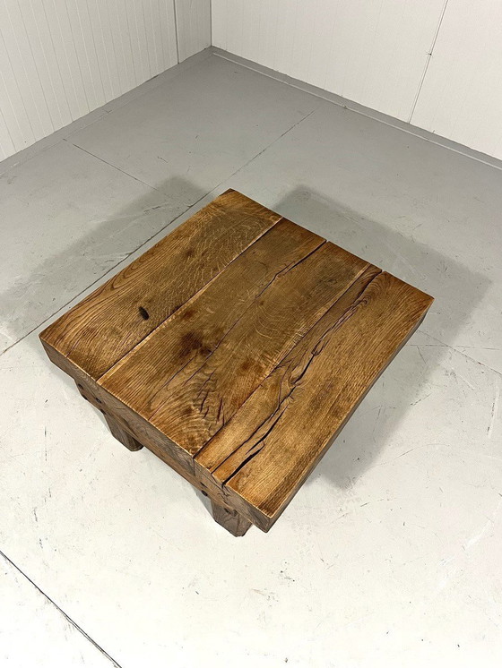 Image 1 of Rustic Robust Brutalist Coffee Table Solid Oak 1960'S