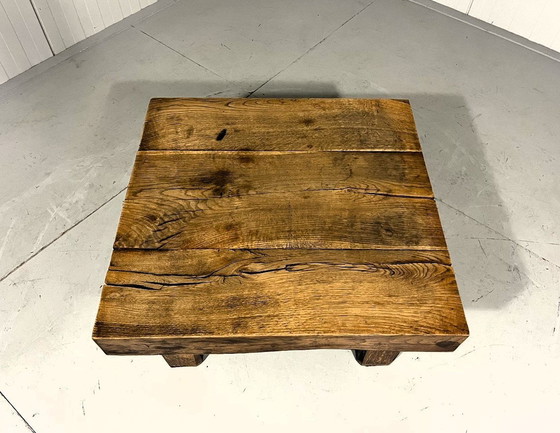 Image 1 of Rustic Robust Brutalist Coffee Table Solid Oak 1960'S