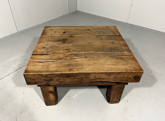 Image 1 of Rustic Robust Brutalist Coffee Table Solid Oak 1960'S