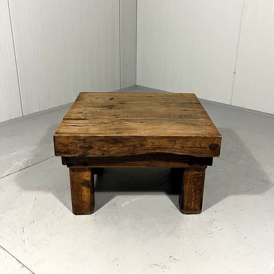 Image 1 of Rustic Robust Brutalist Coffee Table Solid Oak 1960'S