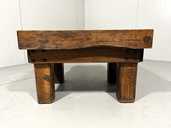 Image 1 of Rustic Robust Brutalist Coffee Table Solid Oak 1960'S