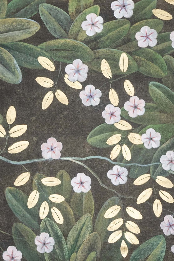 Image 1 of Painted Canvas Representing Flowers And Birds. Contemporary work.