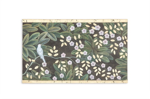 Painted Canvas Representing Flowers And Birds. Contemporary work.