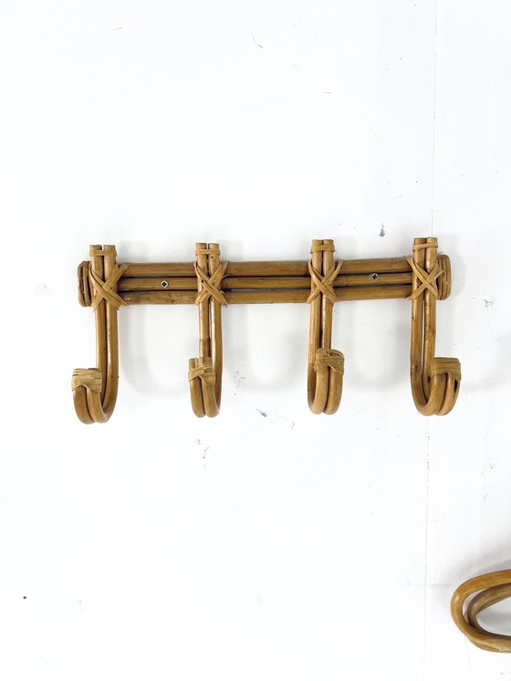 Image 1 of Rattan & Bamboo Wall Coat Rack '60