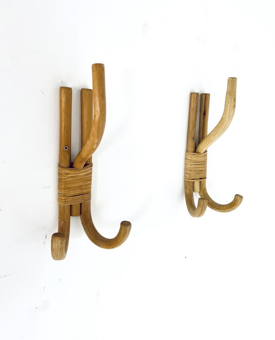 Image 1 of Rattan & Bamboo Wall Coat Rack '60