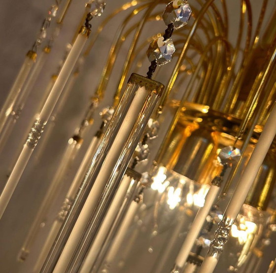 Image 1 of Lampe pendante à arc en cristal 80's vintage