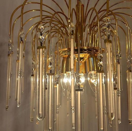 Crystal arc bars chandelier pendant lamp 80's vintage