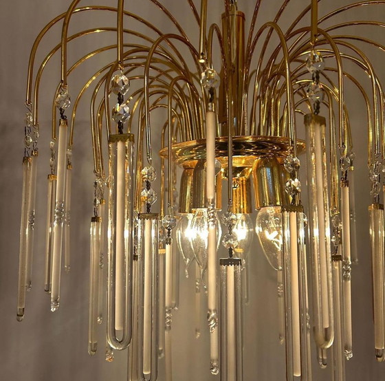 Image 1 of Lampe pendante à arc en cristal 80's vintage