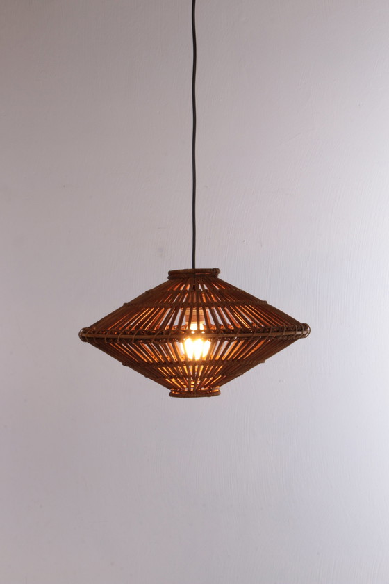 Image 1 of French 1960s pendant lamp made of bamboo.