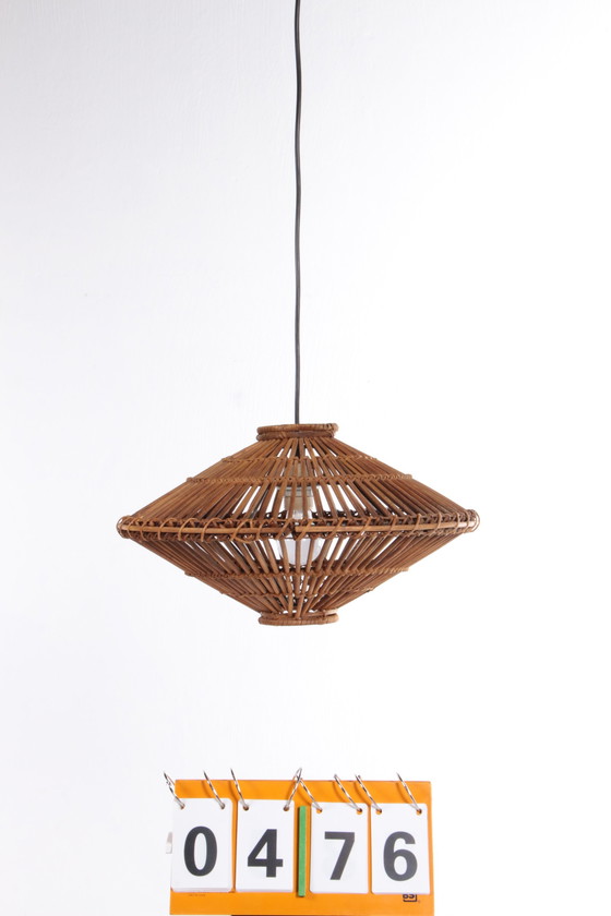 Image 1 of French 1960s pendant lamp made of bamboo.