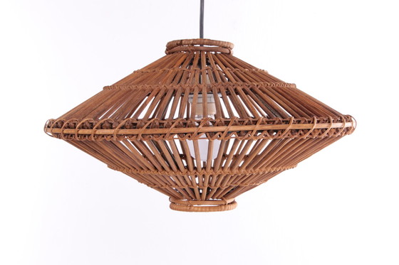 Image 1 of French 1960s pendant lamp made of bamboo.