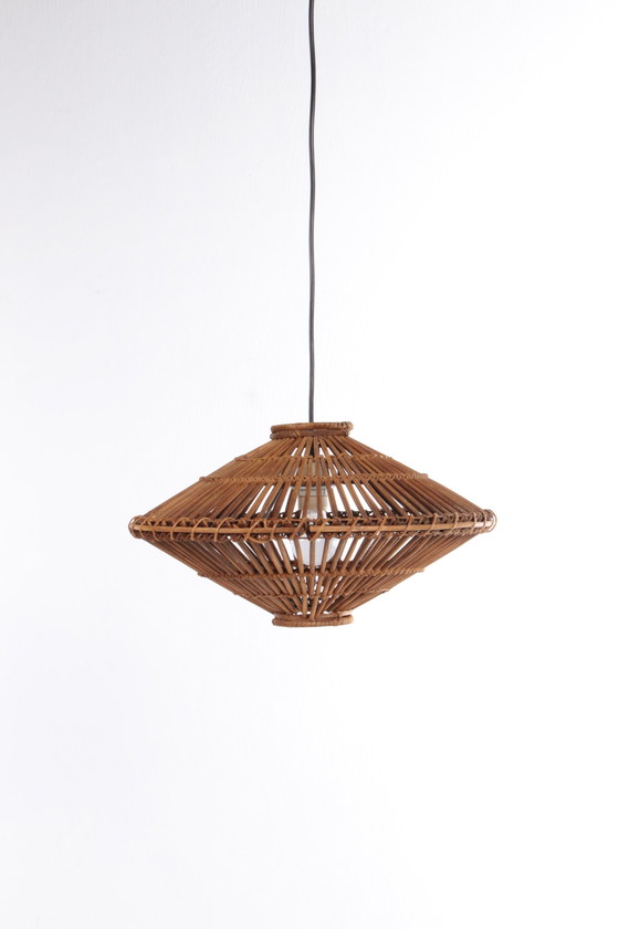 Image 1 of French 1960s pendant lamp made of bamboo.