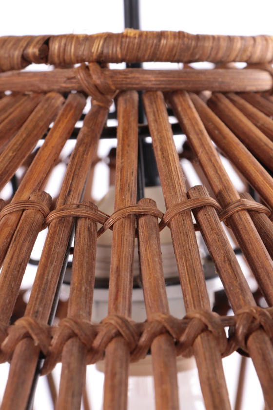 Image 1 of French 1960s pendant lamp made of bamboo.