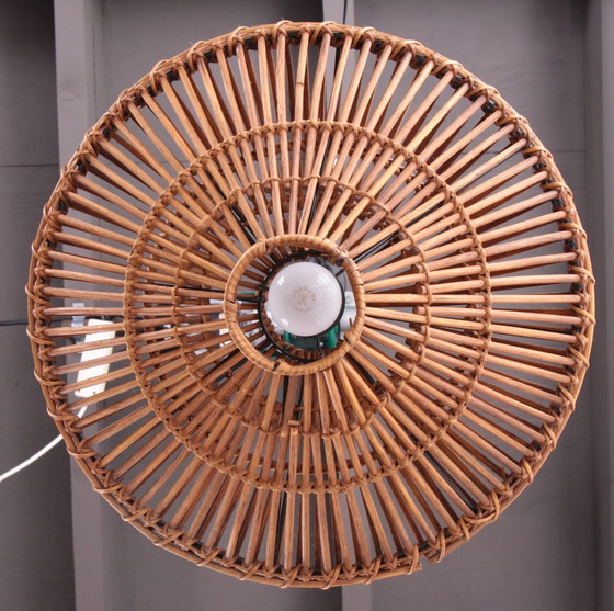 Image 1 of French 1960s pendant lamp made of bamboo.