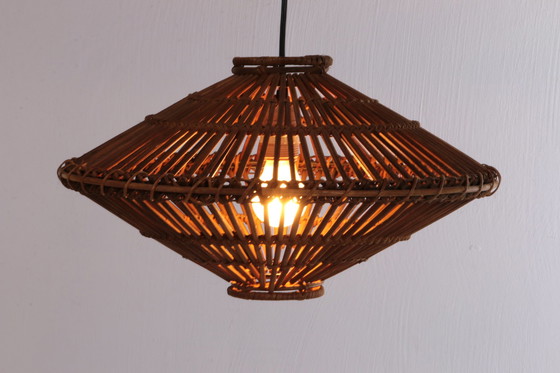 Image 1 of French 1960s pendant lamp made of bamboo.