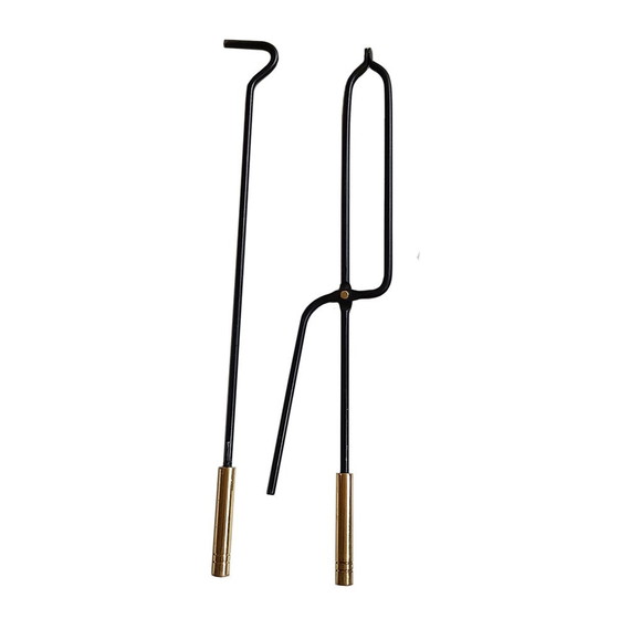 Image 1 of Mid-Century Italian Brass and Iron Fire Tools, Set of 3